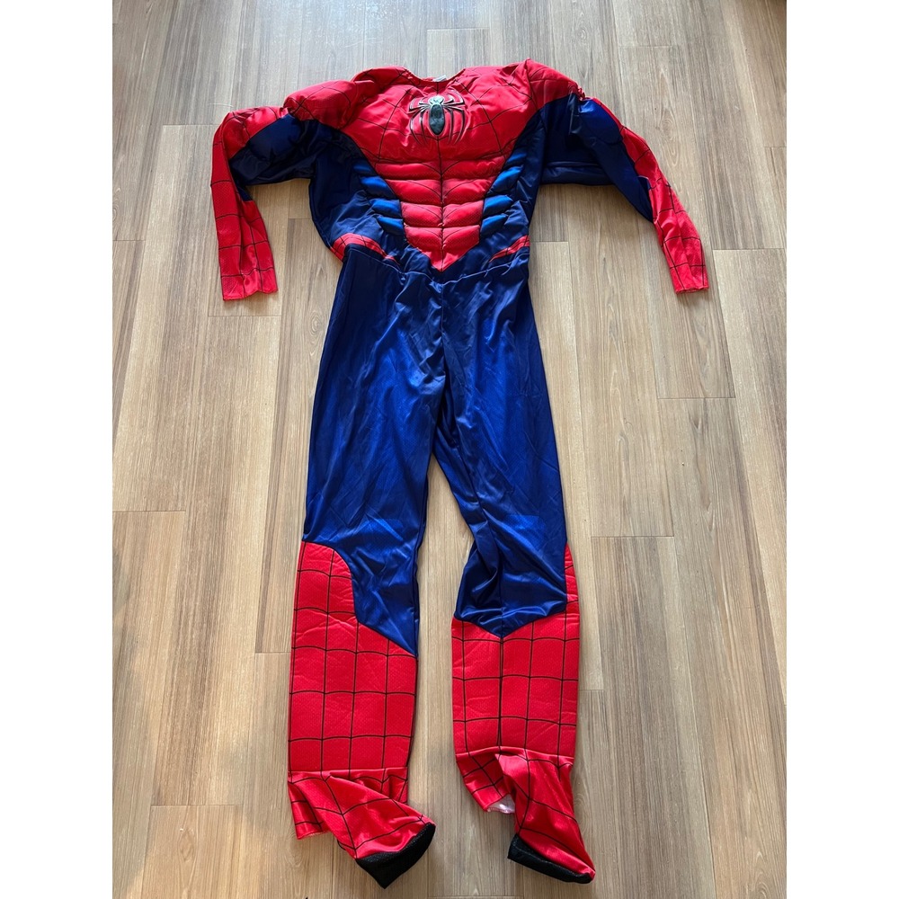 Marvel Spider-Man Costume Padded Muscle Chest Jumpsuit Red Blue XL
